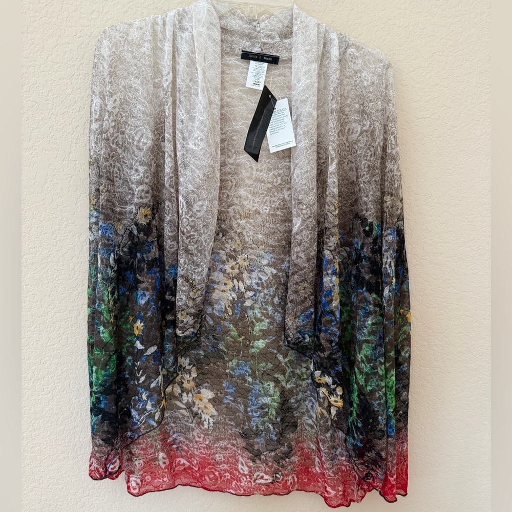 Chico's Open-Front Floral Ombre Lace Cardigan - Multicolor